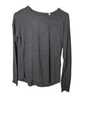 T Tahari Heather Grey Mixed Knit V-Back Long Sleeve Sweater Size S/P NWT